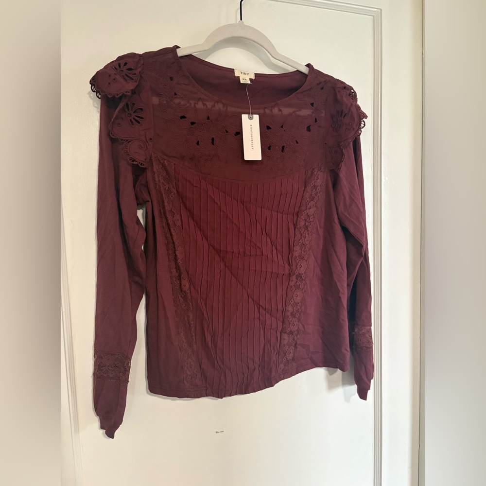 NWT Anthropologie Red Lace Blouse